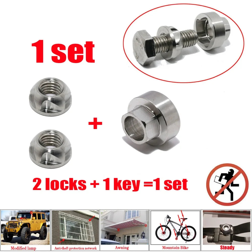 Security protection Anti Theft Nuts M6 M8 M10 M12 Nuts 304Stainless Steel Mountain Bike Awning Car Accessories LED Light
