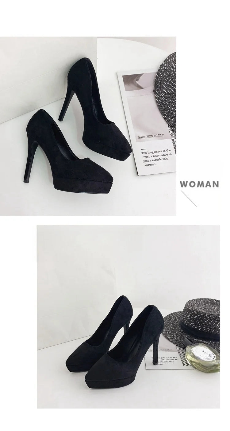 Hot Sell Retail New on Design Sexy Women Footwear Pointed Toe Thin Chaussure Platform High Heels