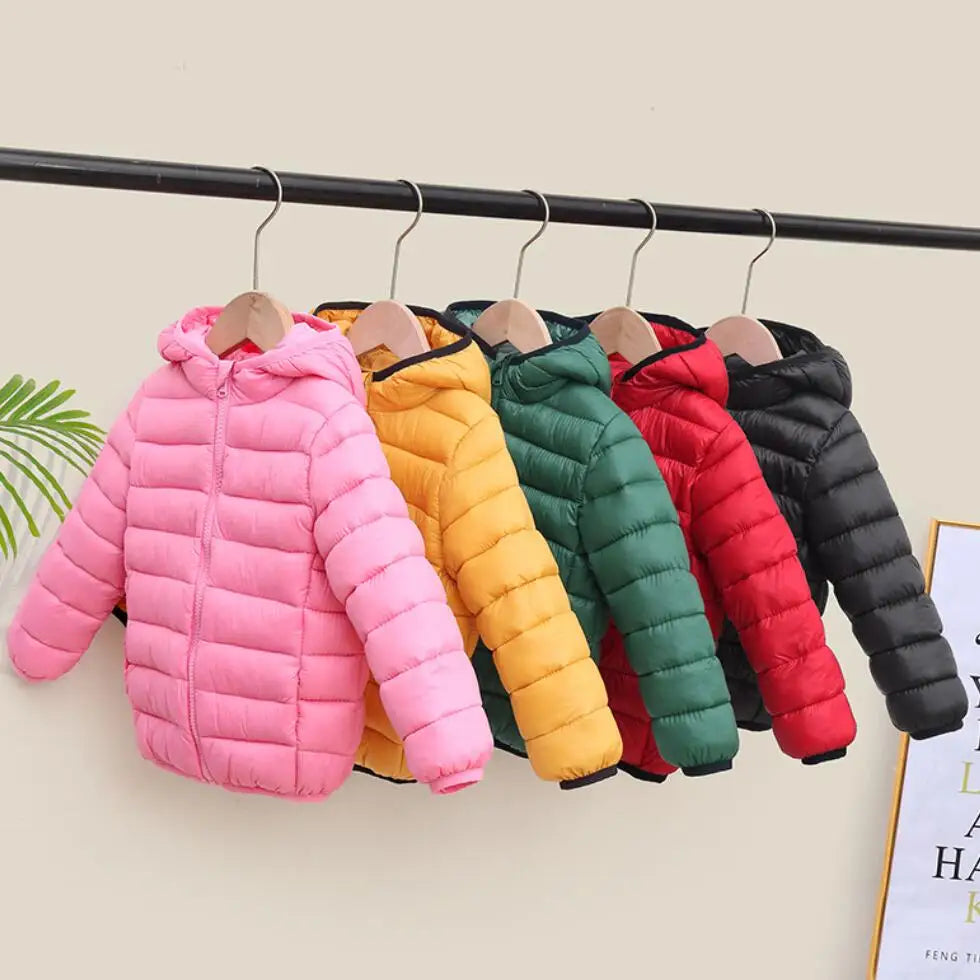 Girls Light Down Cotton Jacket Baby Boys Snowsuit Jackets Autumn Children Clothing 2-8 Years Fashion Kids Hooded Outerwear Coats
