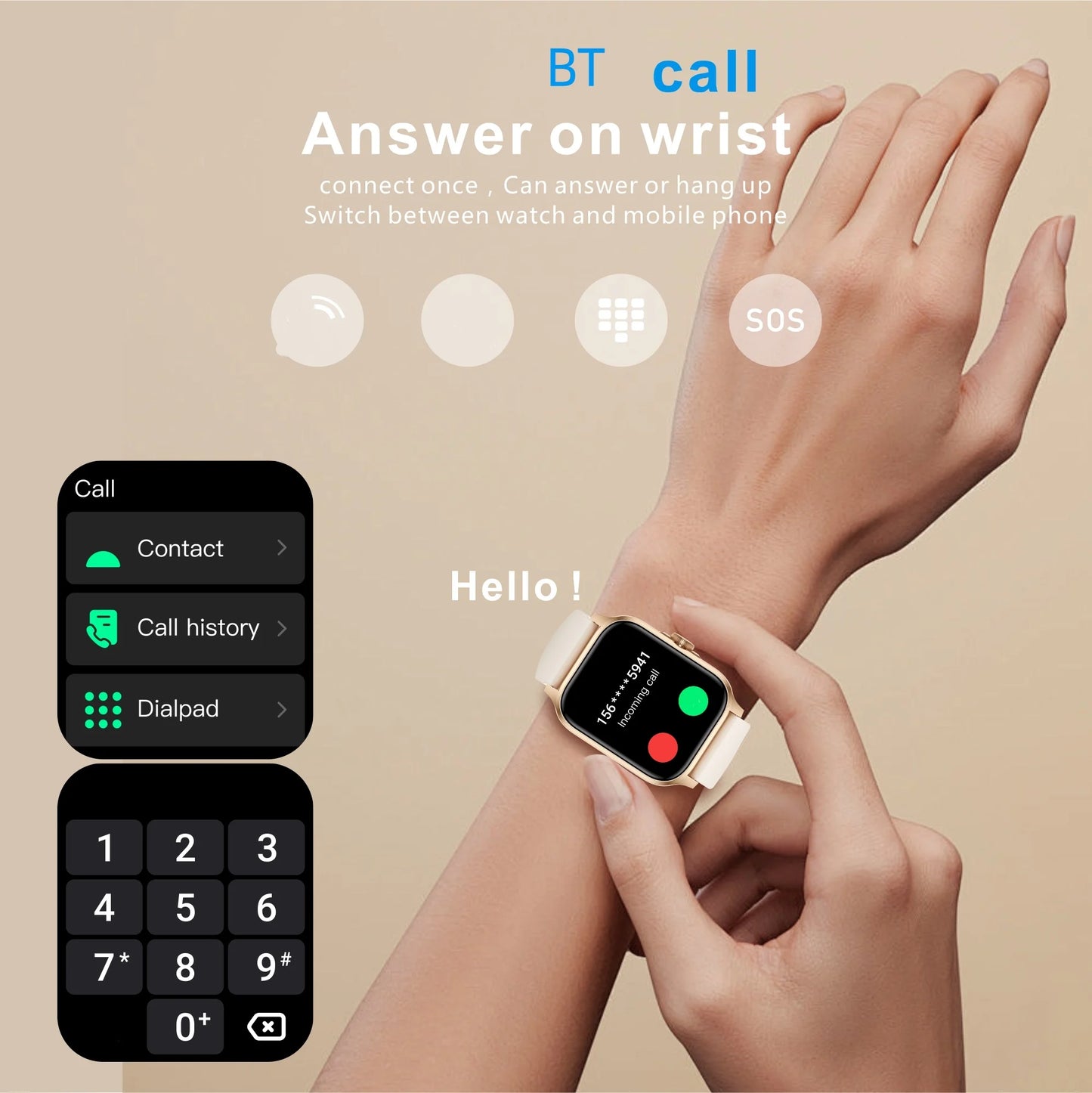 QX15  Montre Intelligente 1.85'' TFT Health Monitoring Wireless Calling Smart Watches Classic Appearance Women's Health Watch