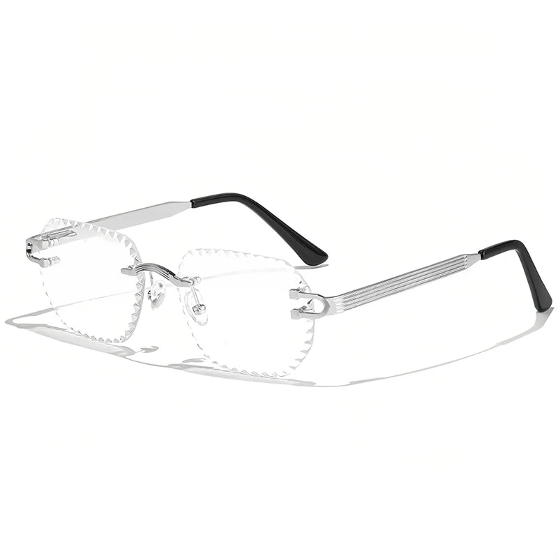 HBK Unisex Frameless Sunglasses Black PC Alloy Pink Blue Gradient Lens Polygon Rimless Design New Street Fashion Men Women