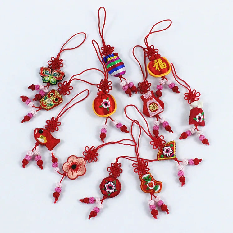 10 Pcs Y2K Bag Charms - Cute Embroidered Butterfly, Fish & Flower Pendants for Keychain, Phone Case Lanyard, Purse Accessory