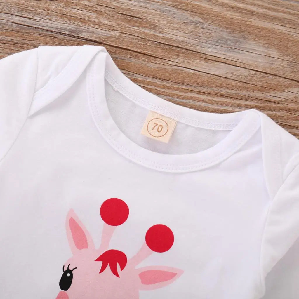 Polka Dot Newborn Baby Girl Clothes Sets Giraffe Tops Pant With Hat Infant Girls Outfits Suits