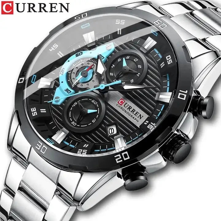 CURREN 8402 Stainless Steel Business Waterproof Chronograph Wristwatch Sport Clock Quartz Watch for Men Relogio Masculino Reloj