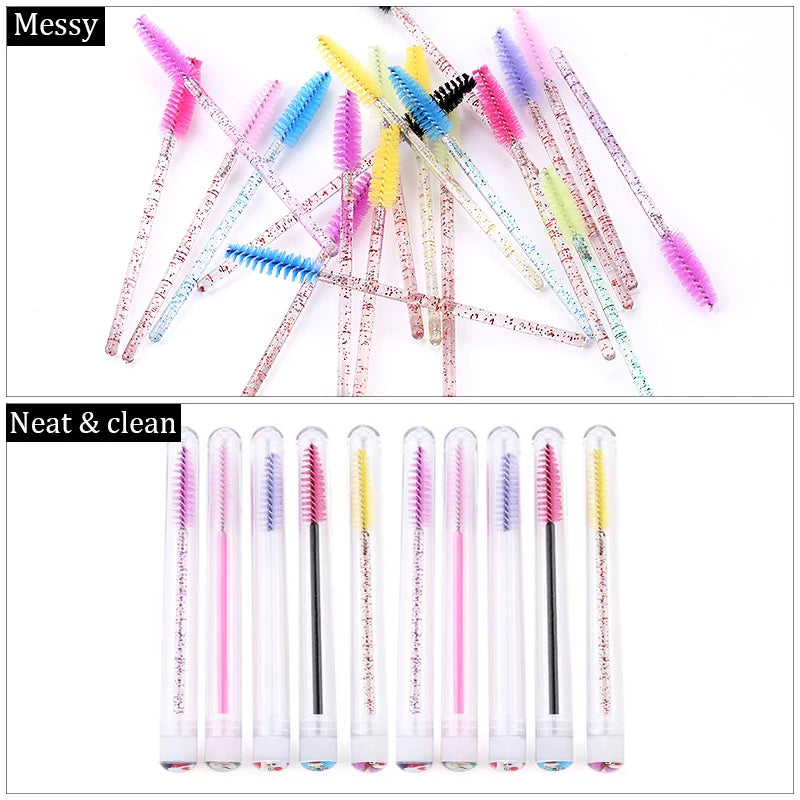 20/50pcs Reusable Christmas Eyelash Brush Tube False Mascara Wands Dust-proof Eyebrow Brush Container Lash Extension Makeup Tool
