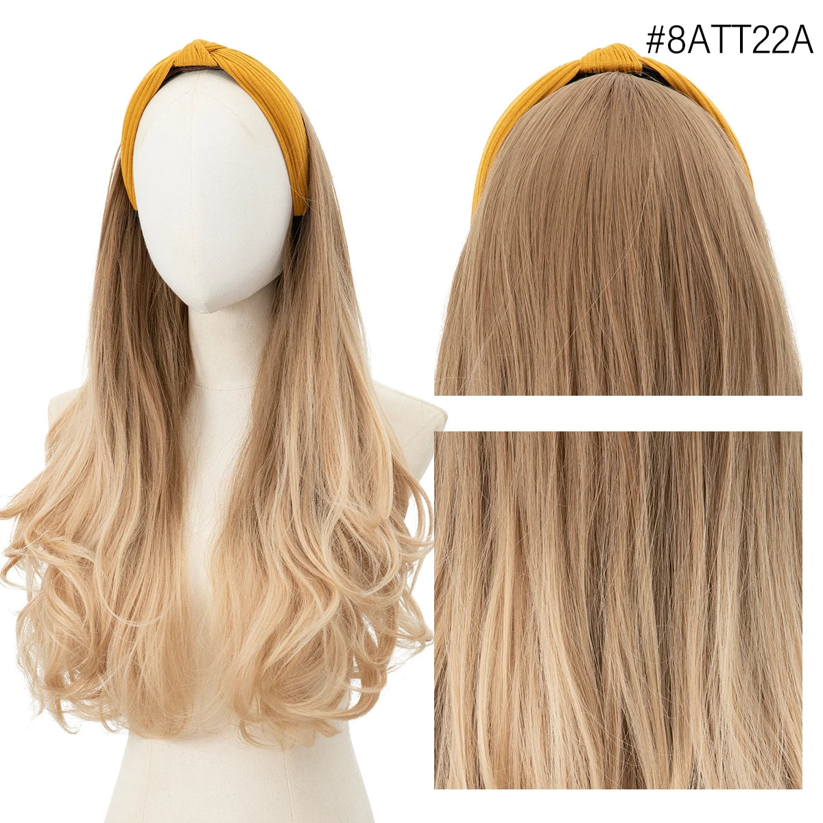 Synthetic Headband wigs Long Curly Wavy Hair Extensions Ombre Brown Black Blonde Half Wig For Women Daily Cosplay