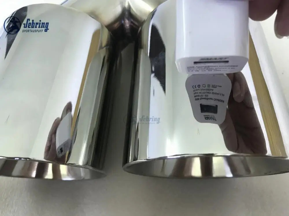 Stainless steel skew double  steel Universal DUAL Automobile exhaust pipe Muffler Car accessories modification