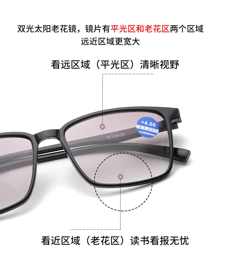 Intelligent Multifocal progressive reading glasses for men women near and dual-use automatic adjustment Eyewear +100 +150 +200
