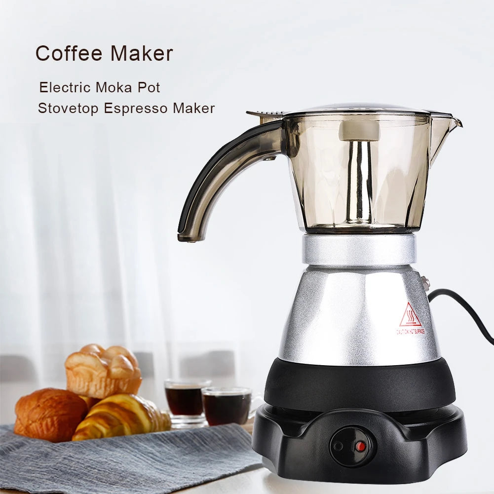 150ml/300 ml 3-6 Cups 480W Electric  Pot Detachable Kitchen Stovetop Coffee Maker EU Plug