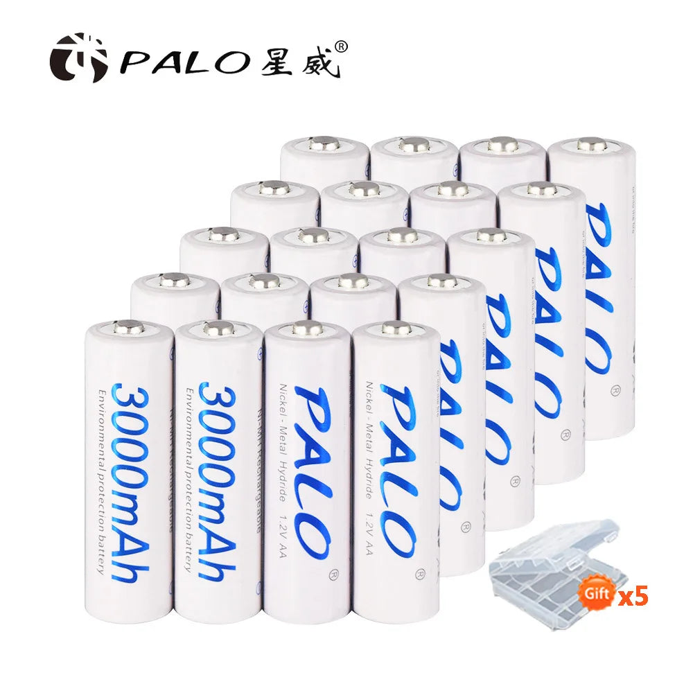 PALO 1.2V AA Rechargeable Batteries 3000mAh aa Ni-MH 100% Original High Capacity Current AA Battery Rechargeble For Camera Toys