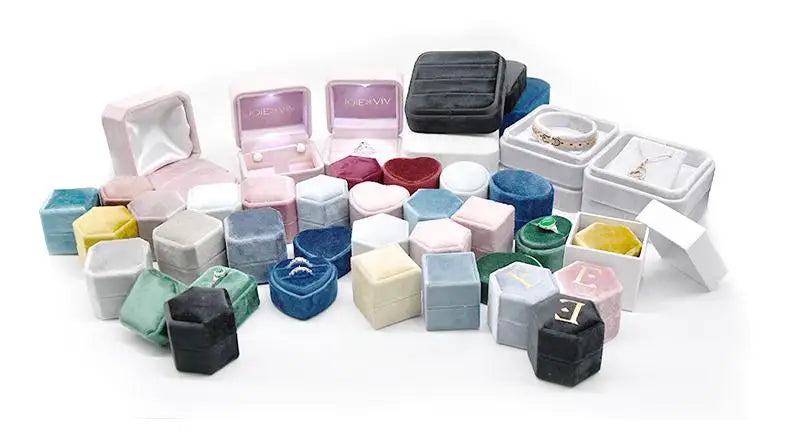 Wholesale High Quality Jewelry Package Box in Velvet Quadrilateral Box 10PCS for Ring Jewelry accessories