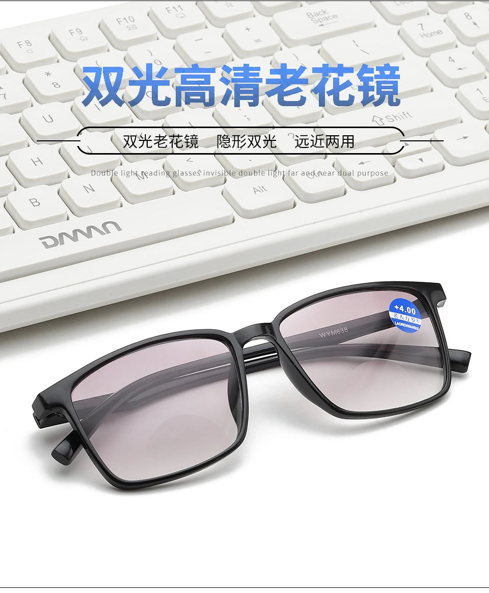 Intelligent Multifocal progressive reading glasses for men women near and dual-use automatic adjustment Eyewear +100 +150 +200