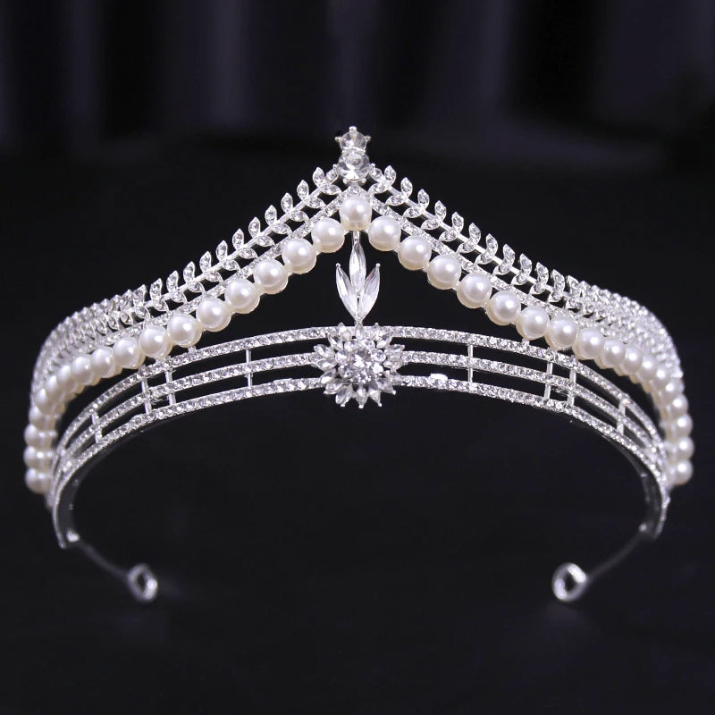 Bridal Wedding Hair Accessories Silver Crystal Hair crown alloy diamond crown women's fashion high-end atmospheric headdress