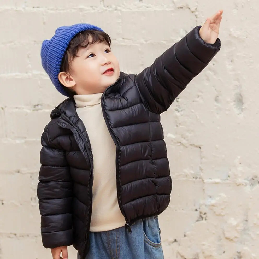 Girls Light Down Cotton Jacket Baby Boys Snowsuit Jackets Autumn Children Clothing 2-8 Years Fashion Kids Hooded Outerwear Coats