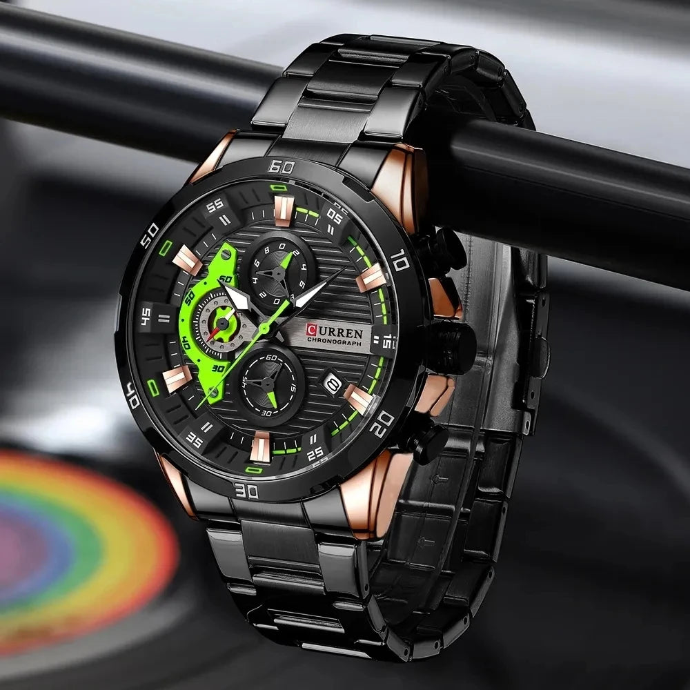 CURREN 8402 Stainless Steel Business Waterproof Chronograph Wristwatch Sport Clock Quartz Watch for Men Relogio Masculino Reloj