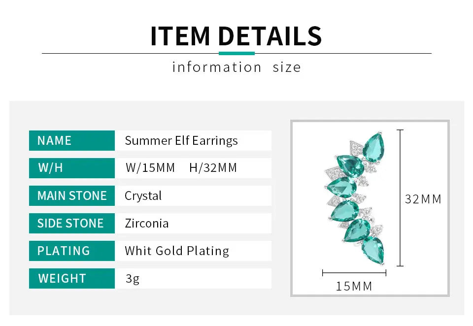 KOSE Retro Ethnic Crystal Earrings Breastplate Cartilage Ladies Earrings Fashion Jewelry Party Daily Clothing Accessories
