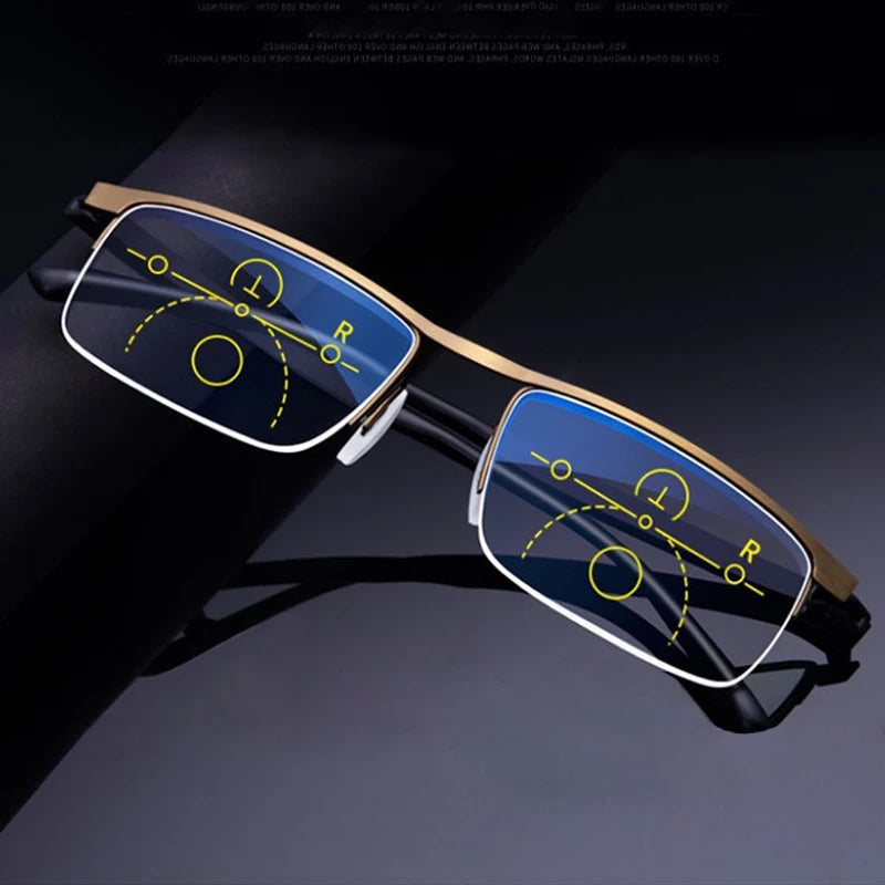 Intelligent zoom for both men and women anti-blue light reading glasses, progressive multi-focus dual use reading glasses