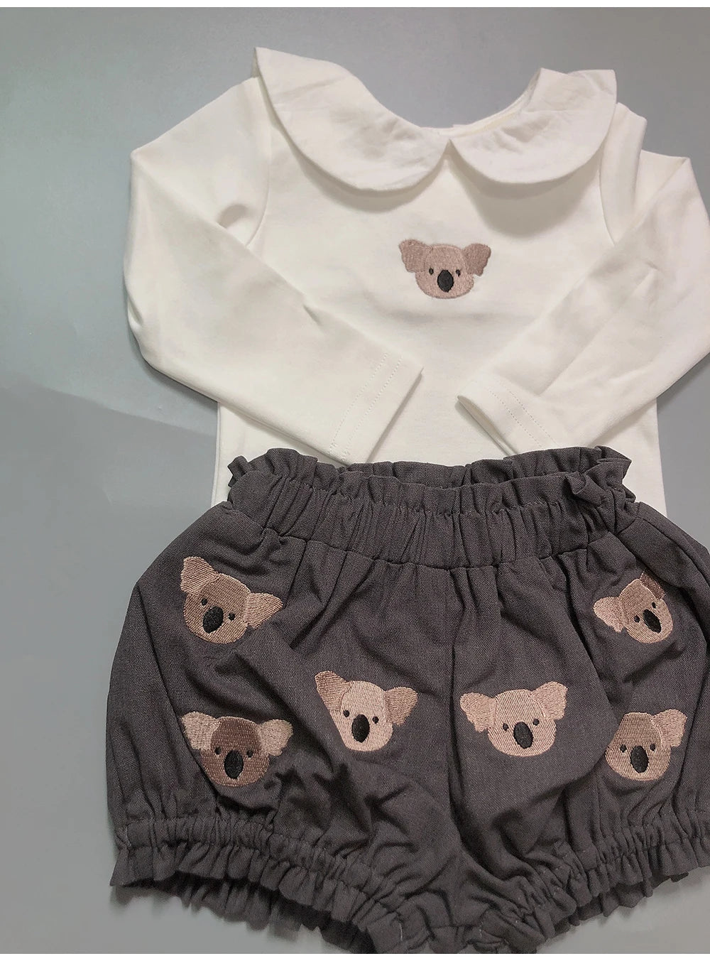 Summer Baby Set Long-sleeved Romper Top Shorts Pure Handmade Embroidered Cartoon Animals High-quality Fabric Physical Texture