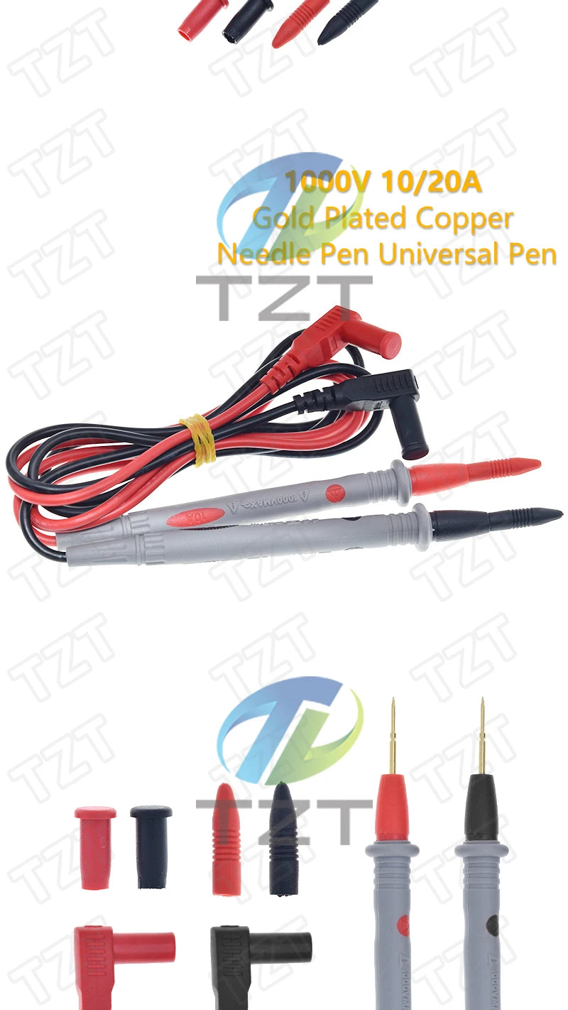 TZT Multimeter Test Leads Universal Cable AC DC 1000V 20A 10A CAT III Measuring Probes Pen for Multi-Meter Tester Wire Tips