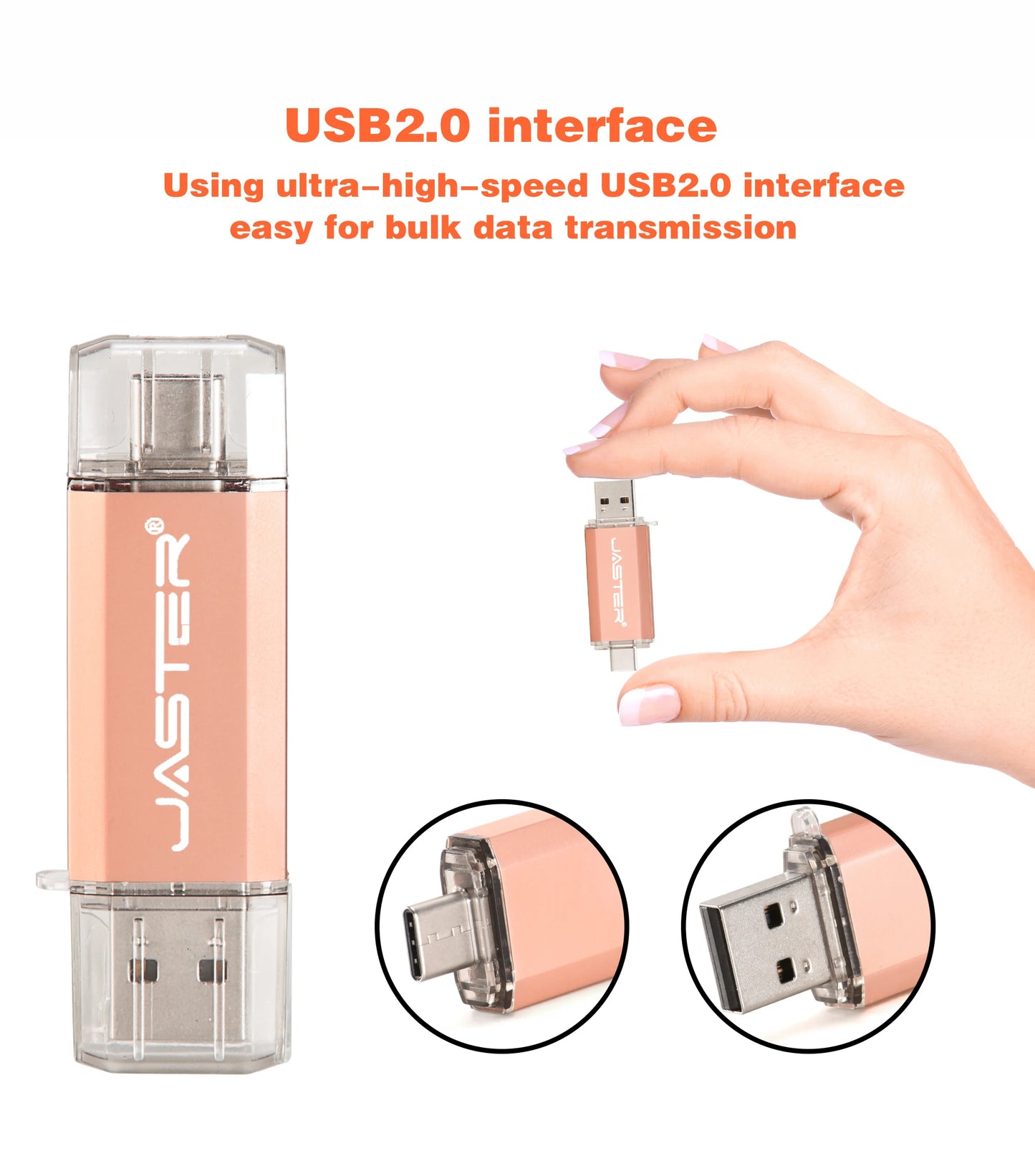 JASTER TYPE-C Smart Phone USB Flash Drives Metal Pen Drive Golden Hight speed Memory Stick Business U disk 16GB 32GB 64GB 128GB