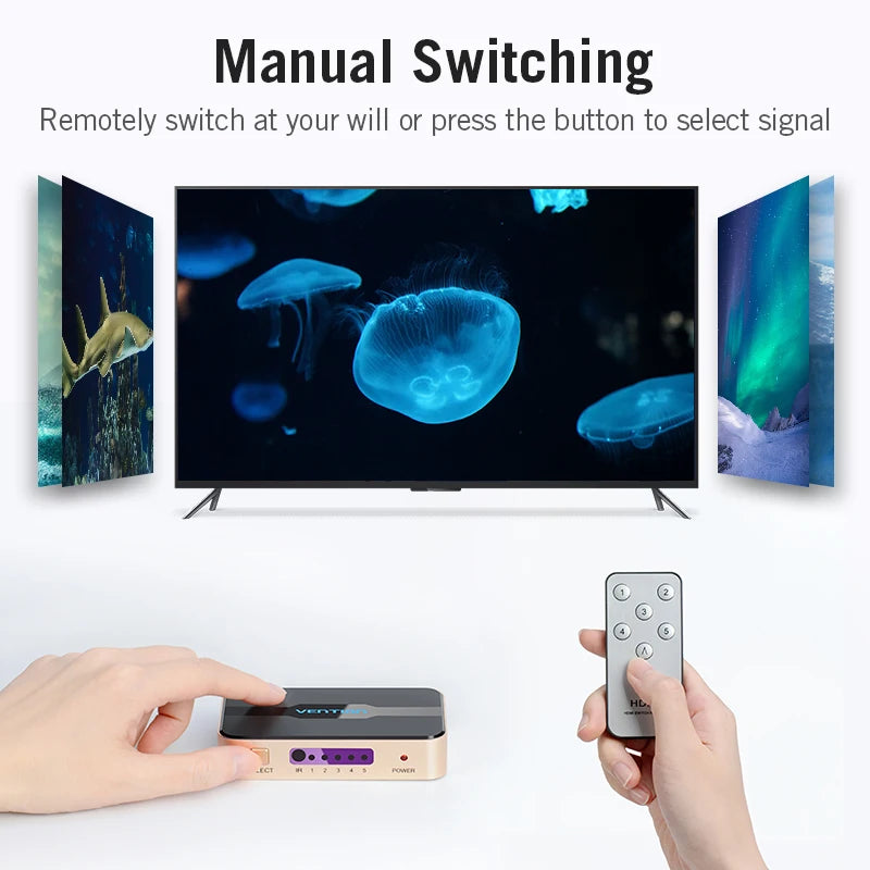 Vention HDMI Splitter 5 Input 1 Output HDMI Switch 5x1 for XBOX 360 PS4 Smart Android HDTV 4K 5 in 1 out HDMI Switcher Adapter