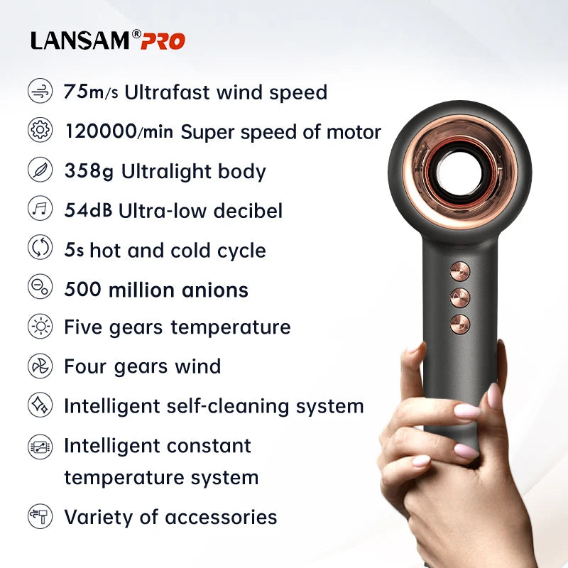 5 in 1  Super New Hair Dryer Set Ionic Professional Salon Blow Dryer Strong Power Fast Drying