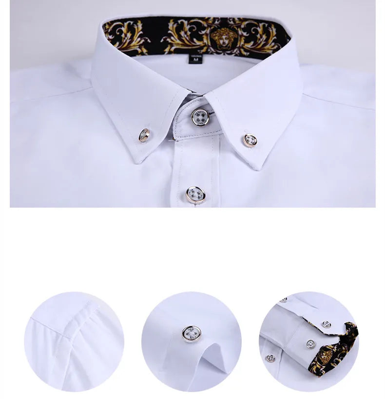 Men's clothing  Arrival Men Shirt Fashion Causal Long Sleeved Male Dress Social Business Brand Shirt Soft Weeding White Shirts