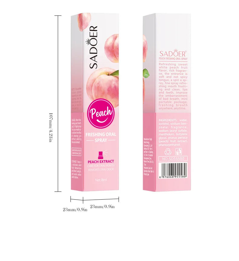 Peach Mint Lemon Fresh Breath Mouth Spray Fresh Breath Mild Remove Bad Breath Bring a Cool and Comfortable Experience