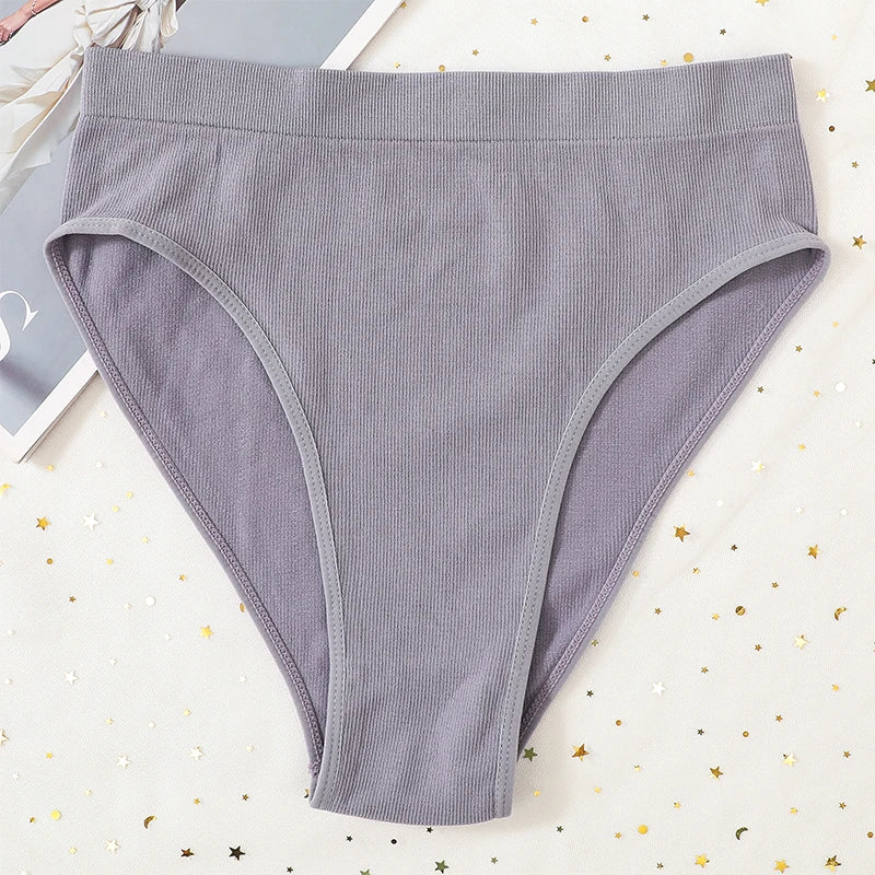 1Pc High Waist Panties For Women Sport Seamless Briefs High-Leg Cut Underpants Female  Sexy Lingerie Solid Color Underwear