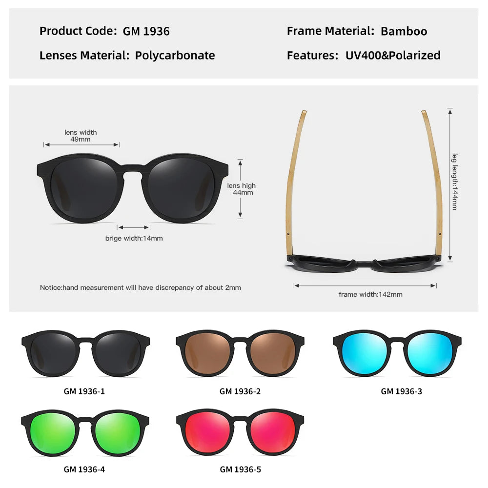 GM Best Handmade Sunglasses Men Polarized  Bamboo Wood Women Sunglasses High Quality With Sunglasses carton box S1936