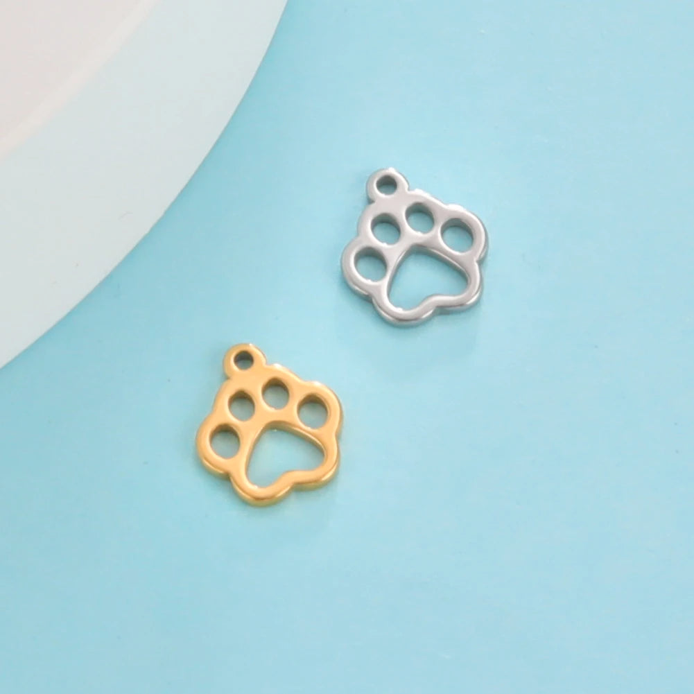 5pcs/lot Stainless Steel DIY Charms for Jewelry Making Ghost Squirrel Fish Bear Paw Animal Pendant for Necklace Bracelet Earring