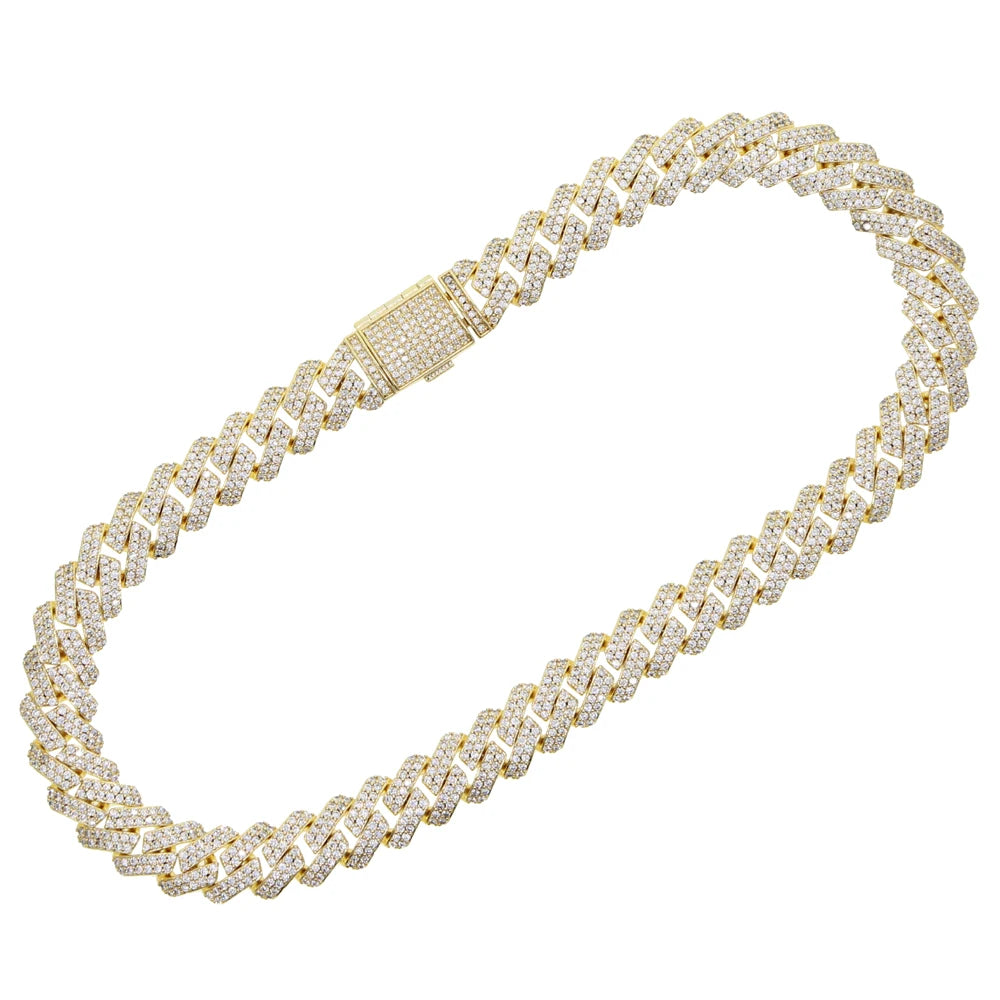 New 12mm Cuban Link Chains Necklace Gold Silver Color CZ Hiphop Fashion Jewelry Bling AAA Zircon 2 Row Iced Out For Men
