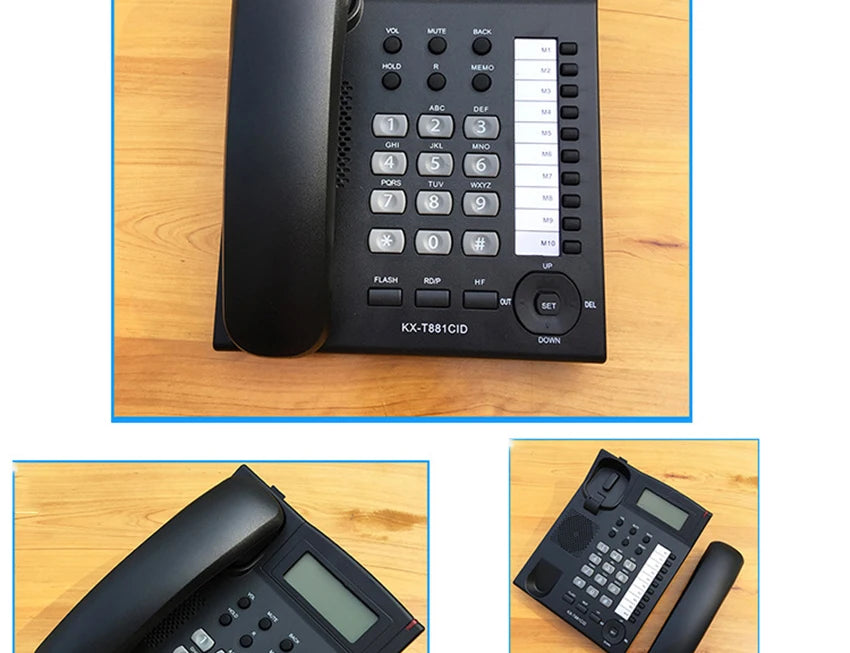 Desktop Corded Telephone, Wired Landline Phone for Home/Hotel/Office, Handsfree, with Blue Backlit, Caller ID, in English