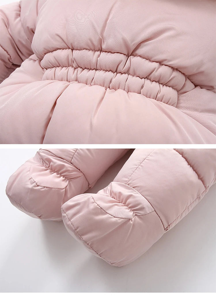 0-24 Months Newborn Baby Jumpsuit Winter Cotton Baby Romper With Gloves Hooded Thicken Boys Snowsuit Girl Clothing Set