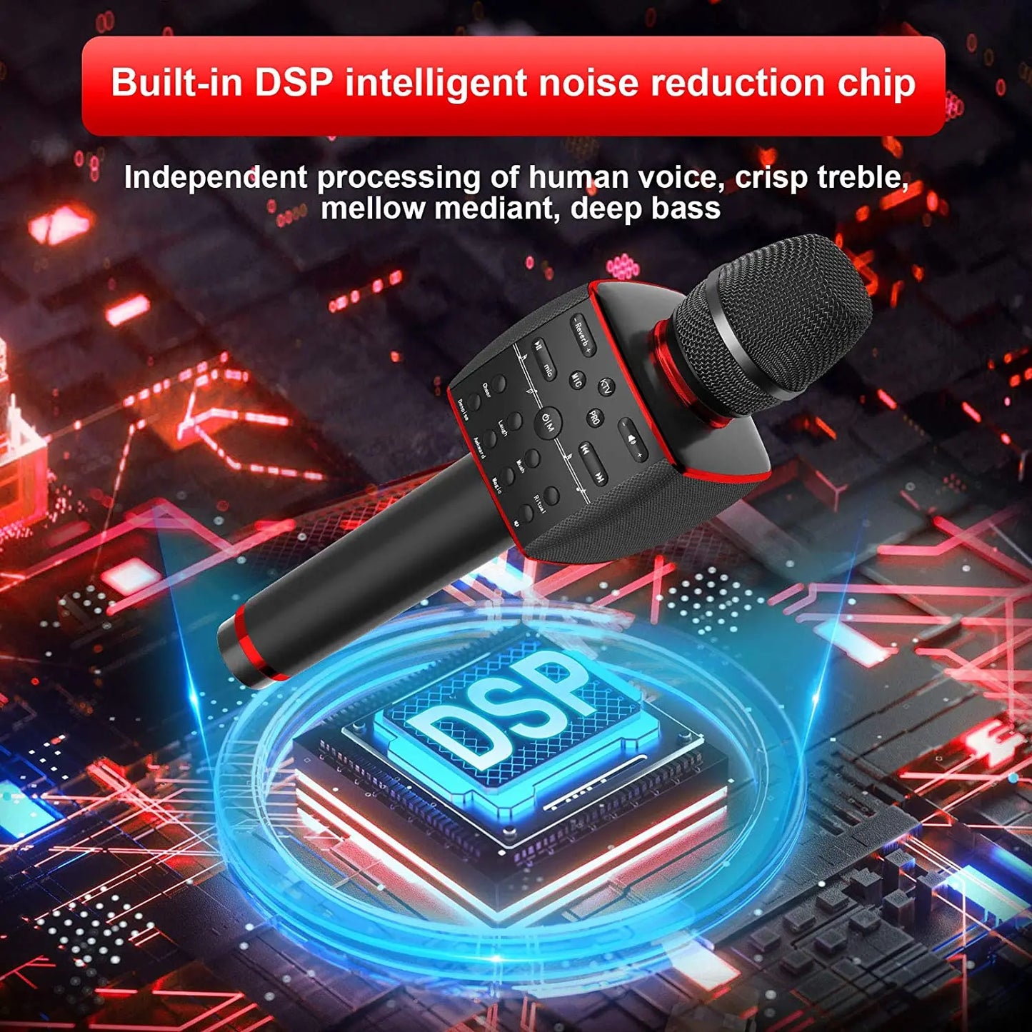 Karaoke Microphone Bluetooth Wireless Professional Dynamic Mic Portable Singing Machine for Home KTV Party Adult/Kid Gift