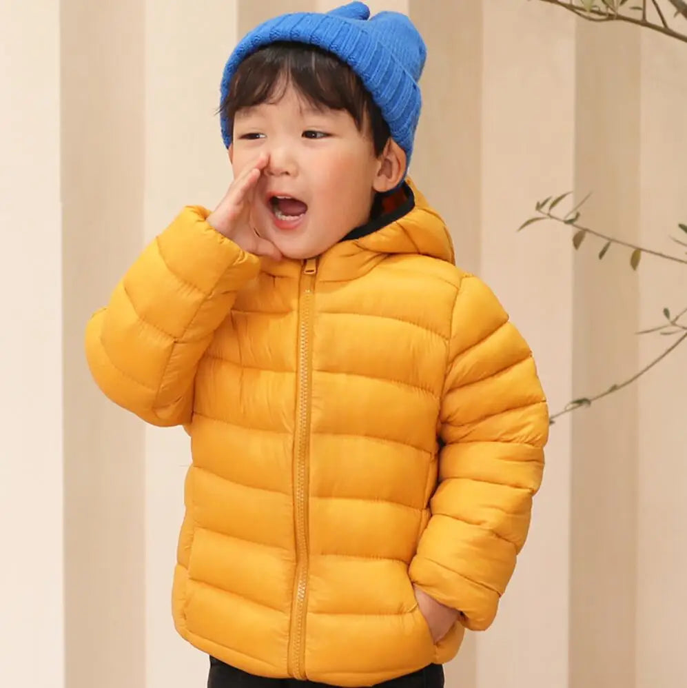 Girls Light Down Cotton Jacket Baby Boys Snowsuit Jackets Autumn Children Clothing 2-8 Years Fashion Kids Hooded Outerwear Coats