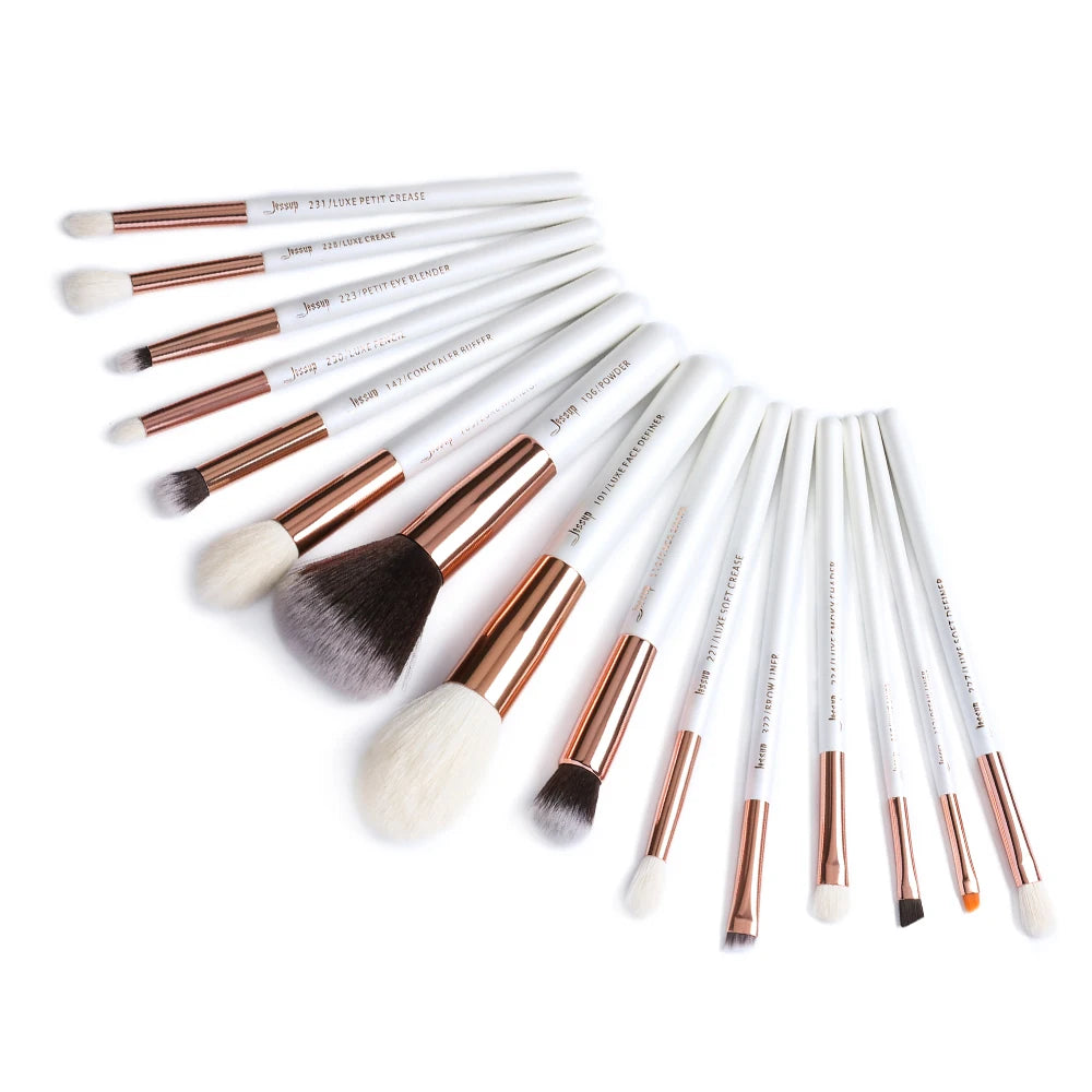 Jessup Makeup Brushes Set Dropshipping Pearl-White-Rose-Gold Pinceaux Maquillage Cosmetic Tools Eyeshadow Powder Definer 6-25pcs
