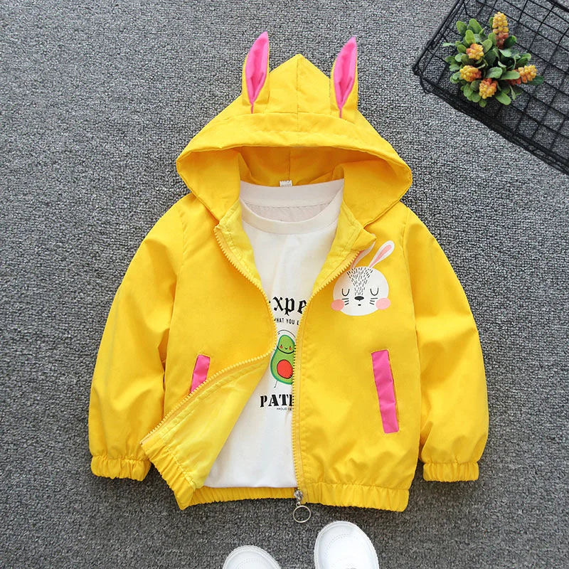 Cartoon Bear Kids Jacket Autumn Casual Boy Windbreaker Coat Hooded Zipper Boys Outerwear 1 2 3 4 5 6 Years Kids Clothes