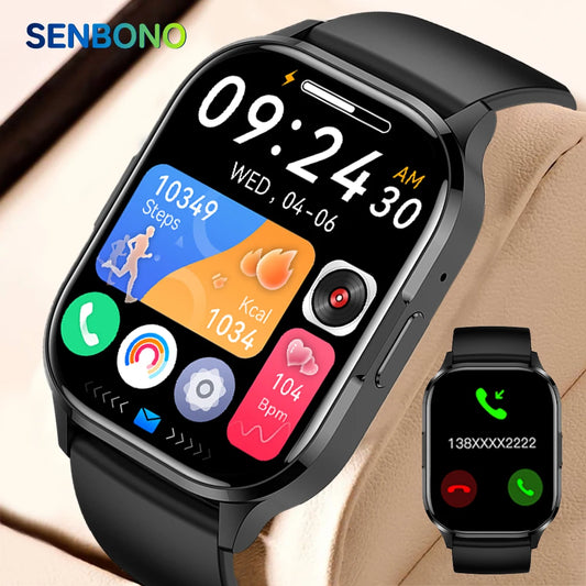 SENBONO 2023 Men Women Smartwatch AMOLED Always Display Fitness Tracker Waterproof BT Call Smart Watch for IOS Android IP67