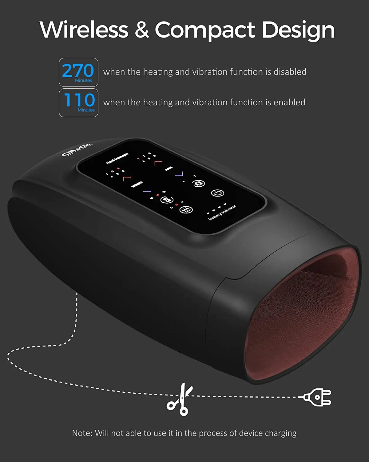 Phenitech Hand Massager with Heat and Air Compression Acupressure for Arthritis and Carpal Tunnel Cordless Hand Massager