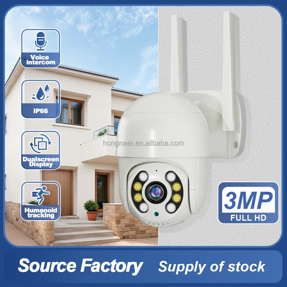 Hongnaer 3MP Human Tracking Indoor Outdoor HD Wireless Dome PTZ IP Camera Tuya Smart 360 Home WiFi Security CCTV Network Camera