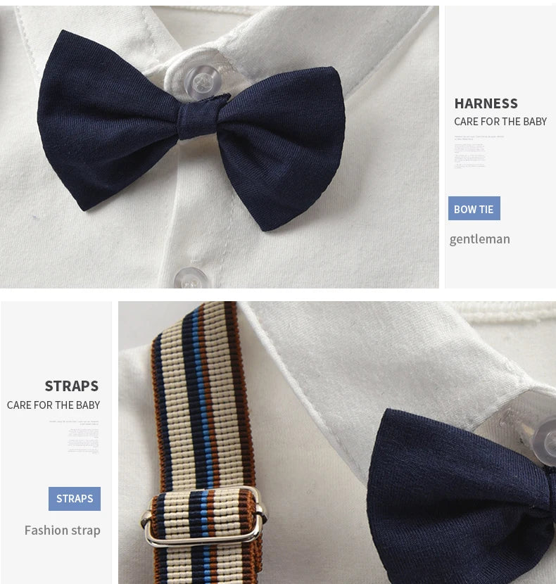 Newborn Boy Formal Clothes Set Infant Boy Gentleman Birthday Romper Outfit With Hat Vest Long Sleeve Infant Jumpsuit Suit Formal