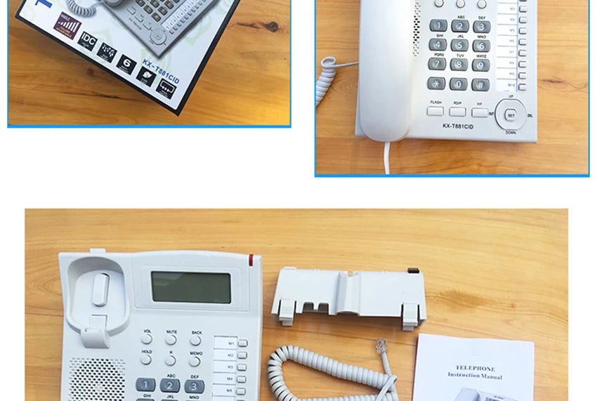 Desktop Corded Telephone, Wired Landline Phone for Home/Hotel/Office, Handsfree, with Blue Backlit, Caller ID, in English