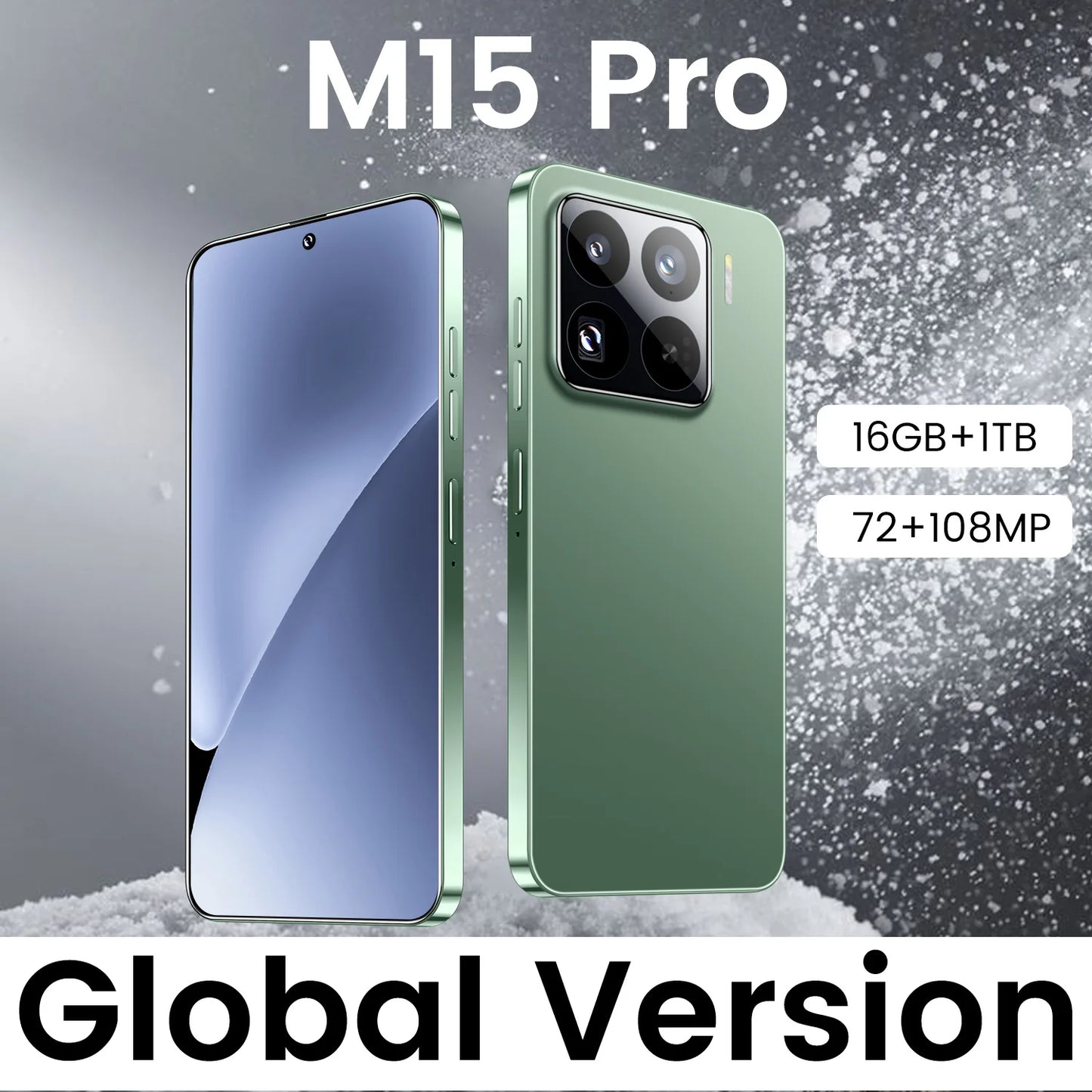 Wholesale M15 Pro 5G Smart Phone Unlocked Android 14 with Face Recognition 4G/5G 16GB+1TB Mobile Phones Cellphone