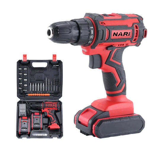 21V Two Speed Drill Set New Model Promotional Multi-Purpose Household Electric Screwdriver Red DIY Hand Drill OEM Customization