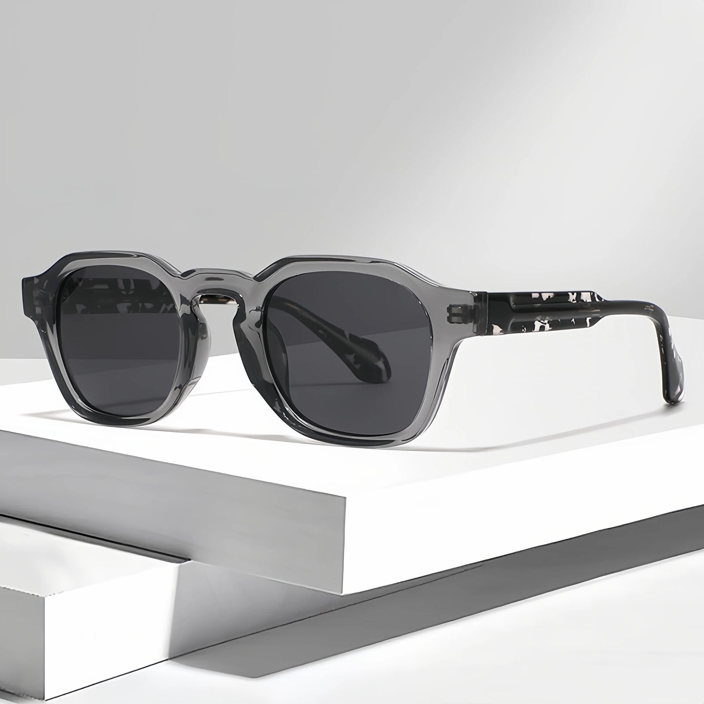 HBK Luxury Retro Sunglasses with TR90 Frame Square Acetate High Polarized Custom Lens for Men and Women This Summer