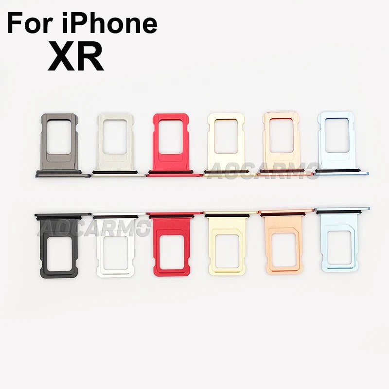 Aocarmo Single Double Sim Card Micro Holder Dual Sim Card Tray Slot For iPhone XR Replacement Part