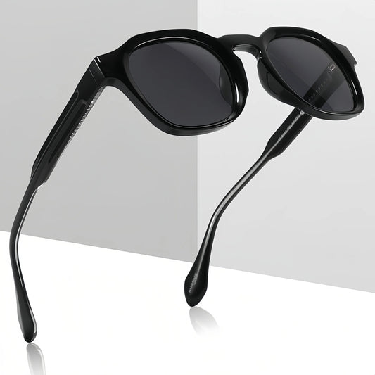 HBK Luxury Retro Sunglasses with TR90 Frame Square Acetate High Polarized Custom Lens for Men and Women This Summer