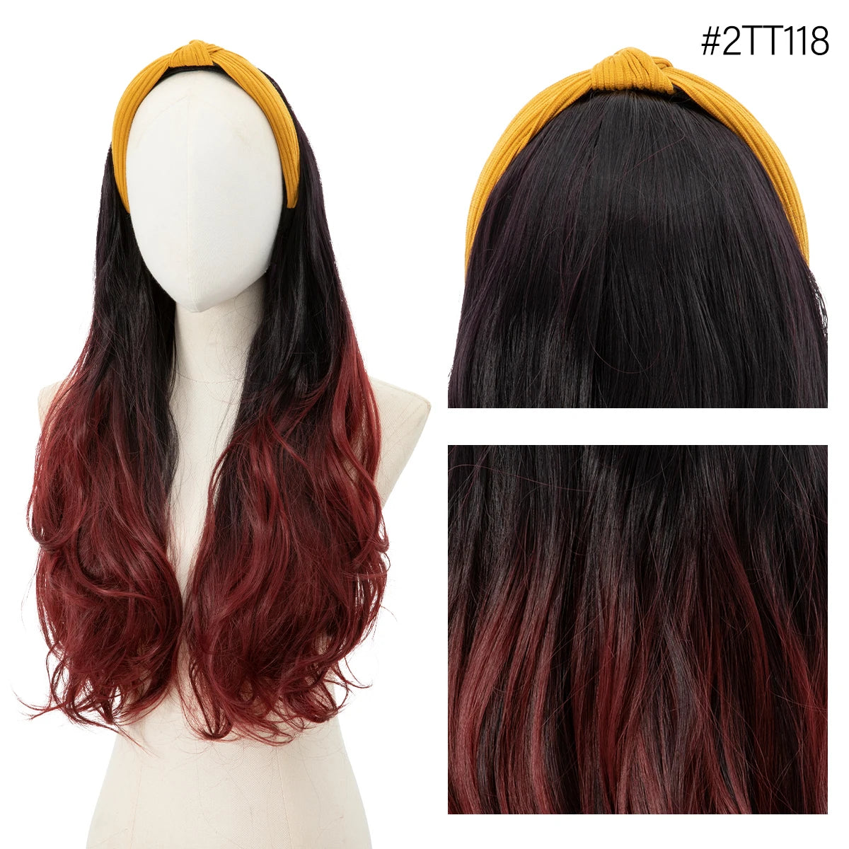 Synthetic Headband wigs Long Curly Wavy Hair Extensions Ombre Brown Black Blonde Half Wig For Women Daily Cosplay