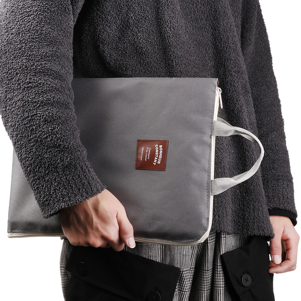 A4 File Folder Large Canvas Zipper Multifunctional A4 File Folder Document Bag Business Briefcase Organizer Stationery